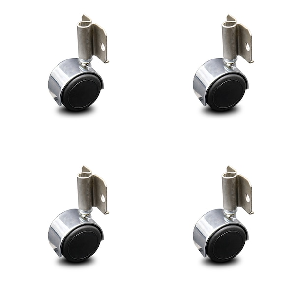 Service Caster 2 Inch Bright Chrome Hooded Urethane Twin Wheel Caster with Side Mount Set SCC SCC-GR02S50D-NYU-BC-716X78-CB180-4 - main